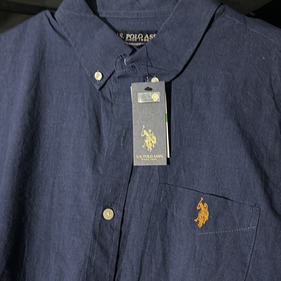 NWT US POLO ASSN long sleeve button down Dark blue lightweight men’s L - Picture 2 of 7